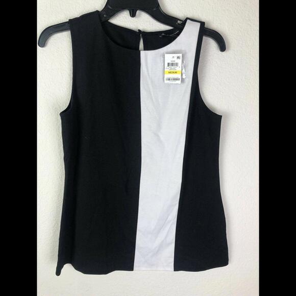 INC Women's B/W Sleeveless Colorblock Top Blouse Shirt M Medium NWT - Picture 3 of 9
